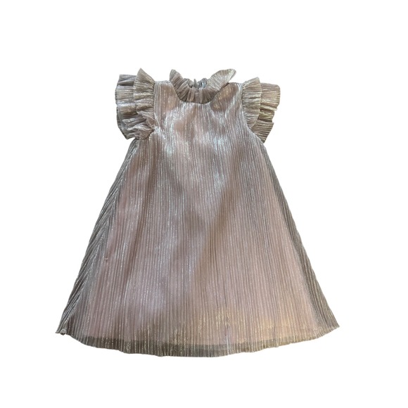 Janie and Jack Girls Dress Size S Pink Metallic Pleated Ruffle Party - Picture 1 of 3